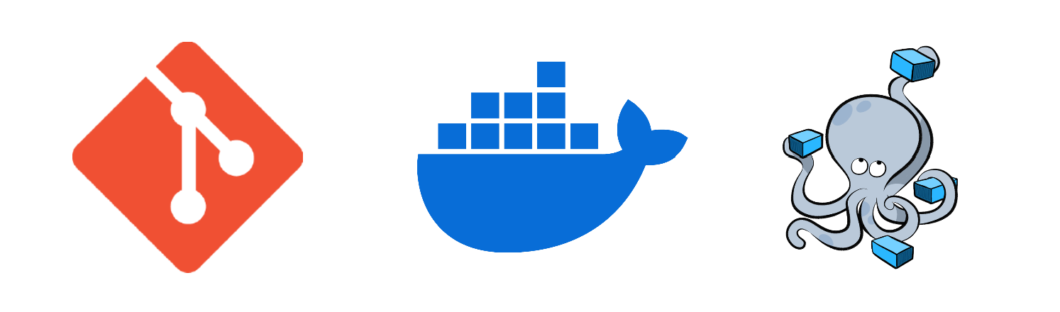 Git, Docker, and Docker Compose logos